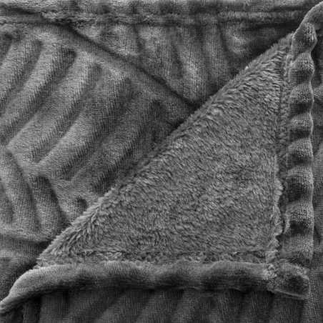 Plaid "3D Feuille de palme" flanelle Gris, 220x240 cm