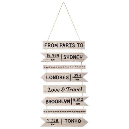 Déco murale "From Paris To ..." Bois, 30x74 cm