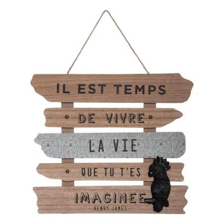 Déco murale "Il est temps de vivre la vie que tu t'es imaginée" Bois, 37x32 cm