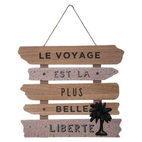 Déco murale "Le voyage est la plus belle liberté" Bois, 37x32 cm