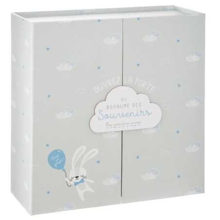 Coffret cadeau de naissance bleu "Royaume des souvenirs"