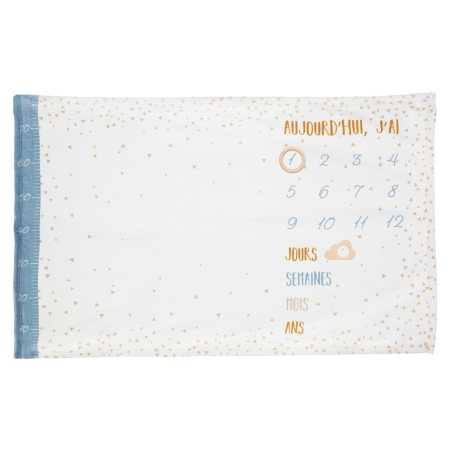 Couverture étape / Tissu de fond photo bébé bleu "Étoiles" 120x80 cm"