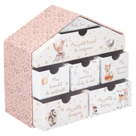 Coffret de naissance "Maisonnette" rose