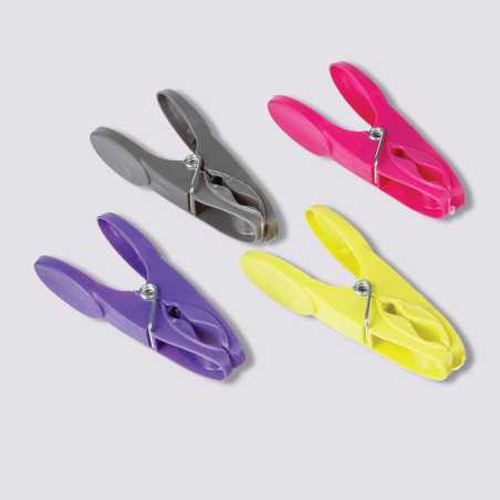 Lot de 32 pinces à linge, 4 couleurs assorties