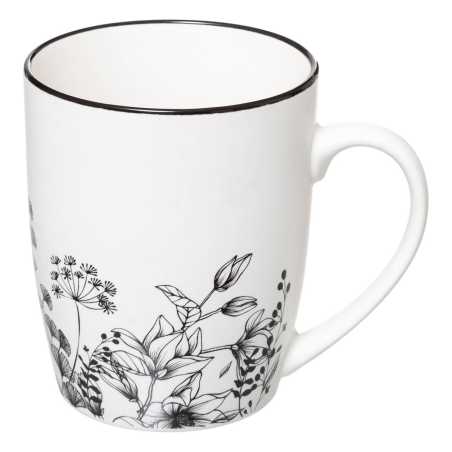 Lot de 6 mugs 340ml Floral "noir et blanc"