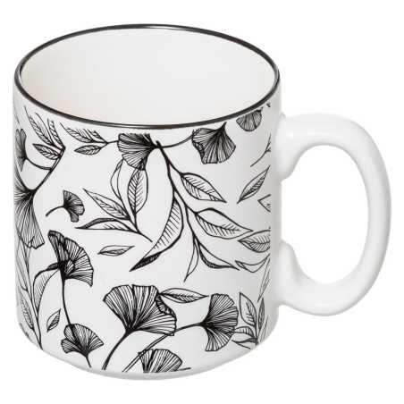 Rack 4 Mugs 240ml Floral "noir et blanc"