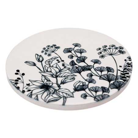 Lot de 4 dessous de verre Floral Ø10cm "noir et blanc"