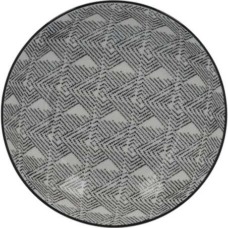 SERVICE DE TABLE 18 PIECES "ETNIC" NOIR ET BLANC