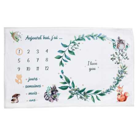 Couverture étape bébé "Forêt" 120x80 cm, vert