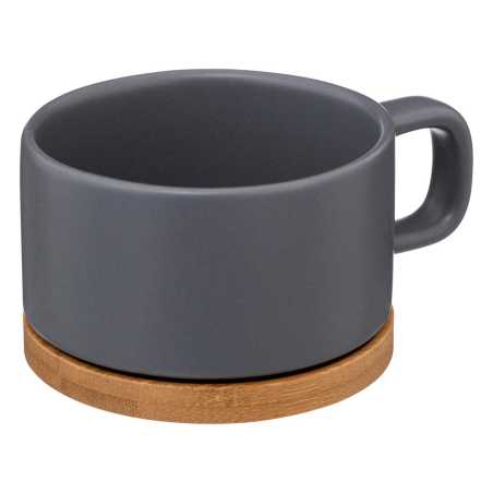 Théière solitaire en céramique 40cl bleue avec filtre et sous-tasse en bambou