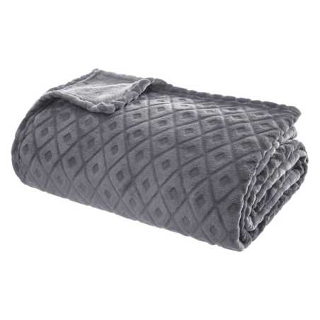 Plaid "3D Losange" flanelle Gris ardoise, 180x230 cm