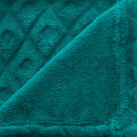 Plaid "3D Losange" flanelle Bleu canard, 180x230 cm