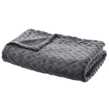 Plaid "Losange", flanelle Gris ardoise, 125x150 cm