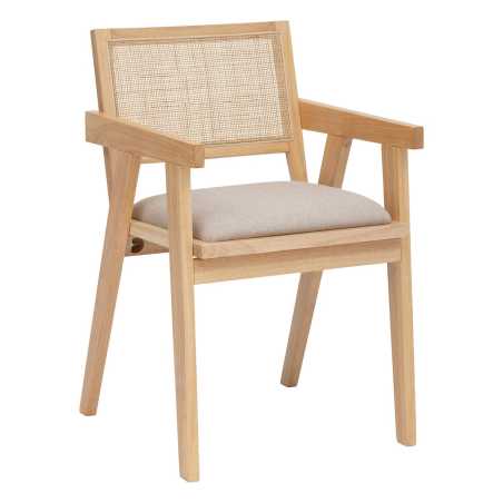 Fauteuil de table / chaise en Hévéa naturel avec Cannage
