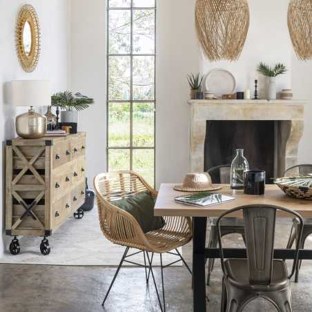 Fauteuil / chaise en Métal et rotin