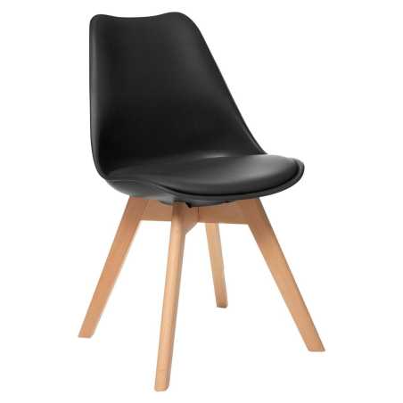 Chaise style scandinave, pieds hêtre, Noir