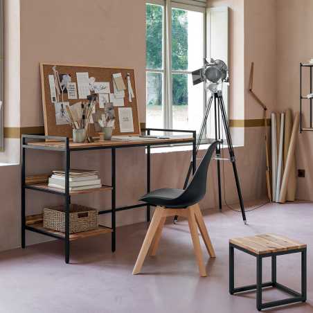 Chaise style scandinave, pieds hêtre, Noir