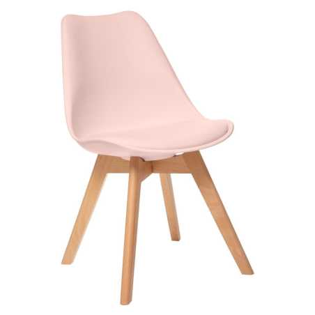 Chaise style scandinave, pieds hêtre, Rose