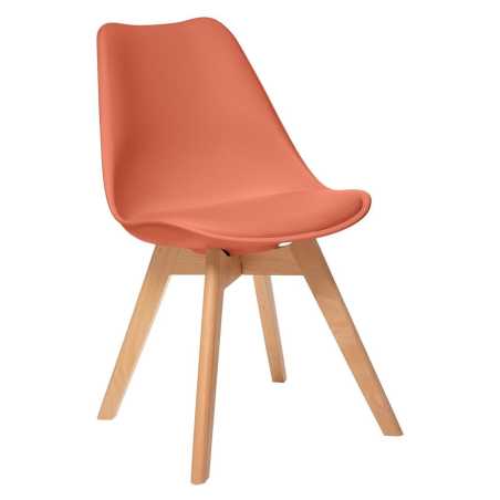 Chaise style scandinave, pieds hêtre, Terracotta
