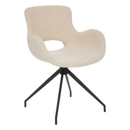 Fauteuil de table / Chaise, pieds en métal, Blanc ivoire