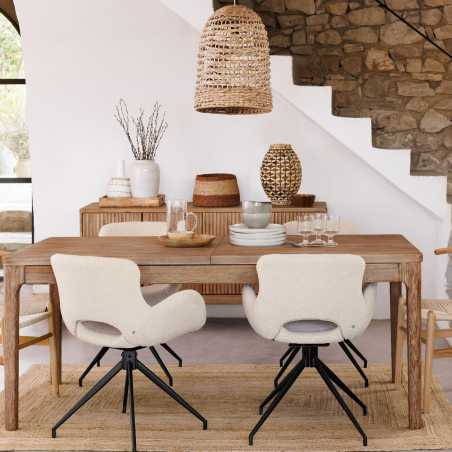 Fauteuil de table / Chaise, pieds en métal, Blanc ivoire