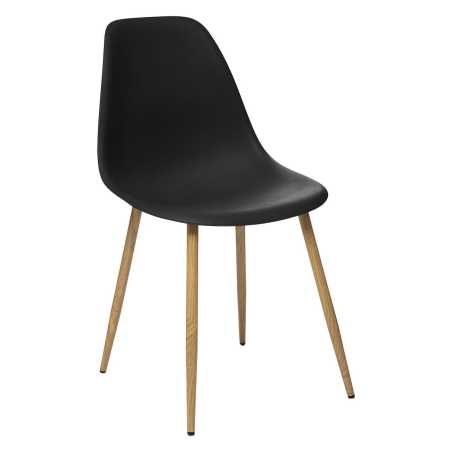 Chaise style scandinave, pieds métal façon bois, Noir