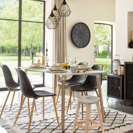 Chaise style scandinave, pieds métal façon bois, Noir