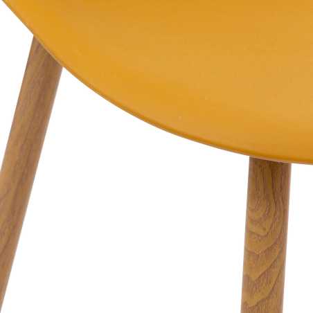 Chaise style scandinave, pieds métal façon bois, Jaune moutarde