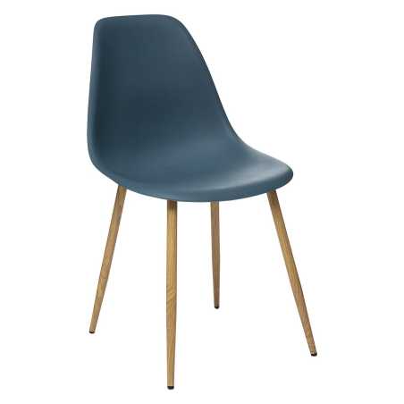 Chaise style scandinave, pieds métal façon bois, Bleu encre