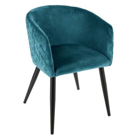 Fauteuil de table / chaise, Velours, Bleu canard