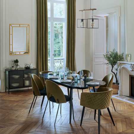 Fauteuil de table / chaise, Velours, Kaki