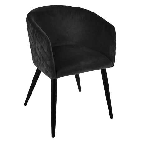 Fauteuil de table / chaise, Velours, Noir