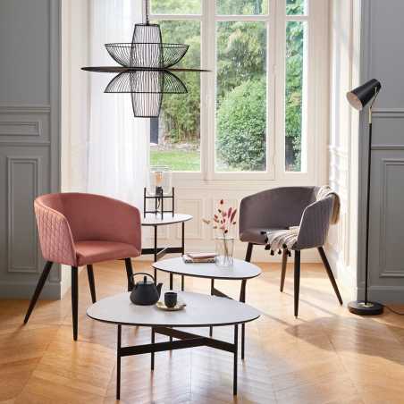 Fauteuil de table / chaise, Velours, Noir