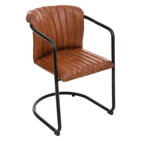 Fauteuil de table / Chaise en Cuir, Marron cognac