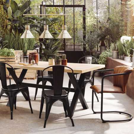 Fauteuil de table / Chaise en Cuir, Marron cognac