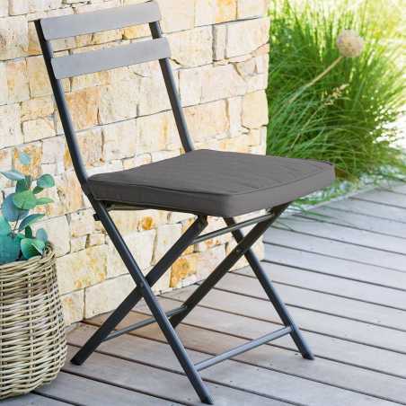 LOT DE 12 GALETTES DE CHAISE 40 X 40 X 4CM ARDOISE ANTHRACITE
