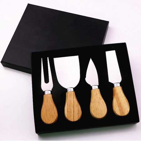 Set de 4 couteaux à fromage Bambou / Inox - Coffret cadeau