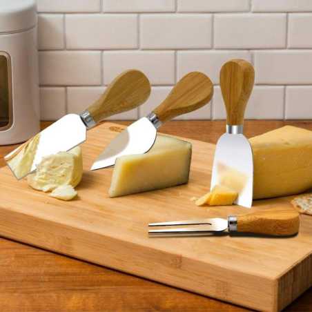 Set de 4 couteaux à fromage Bambou / Inox - Coffret cadeau
