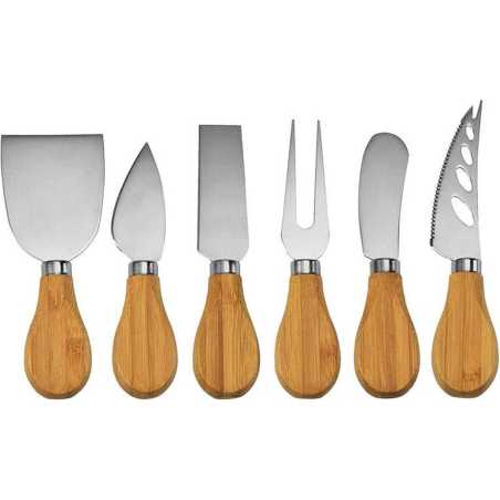Set de 6 couteaux à fromage Bambou / Inox - Coffret cadeau