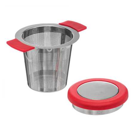 Infuseur à thé en acier inoxydable avec couvercle - rouge