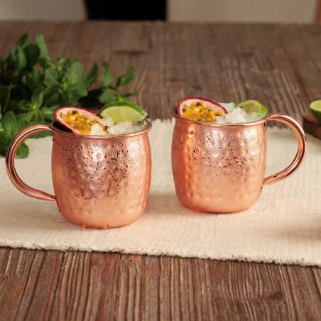 Lot de 2 mugs Moscow Mule Acier inoxydable martelé, Bronze, 47 cl