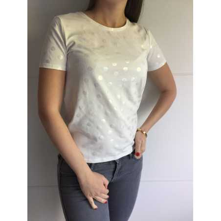 T-SHIRT BLANC A POIS BRILLANTS