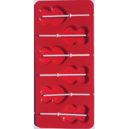 MOULE A SUCETTES EN FORME DE COEUR ROUGE FM-SUCO