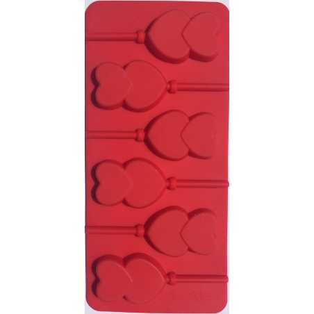 MOULE A SUCETTES EN FORME DE COEUR ROUGE FM-SUCO