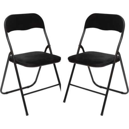 Lot de 6 chaises pliantes avec assise en velours, noir