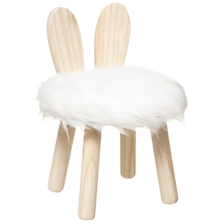 Tabouret enfant "Lapin" Fausse fourrure, Blanc