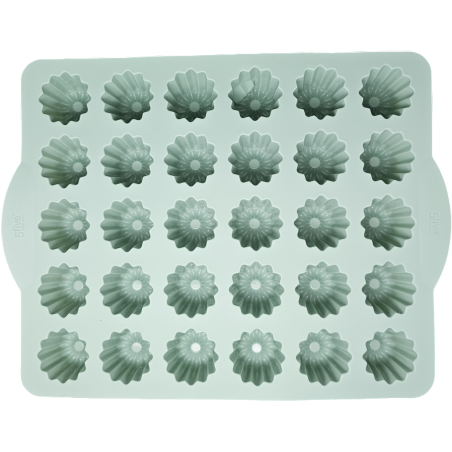 MOULE POUR 30 CANNELÉS 30,6 x 23,2 x 4CM EN SILICONE VERT AVEC POIGNÉE