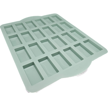 MOULE POUR 24 FINANCIERS 28,1 X 24 X 1,5CM EN SILICONE ROUGE AVEC POIGNÉE