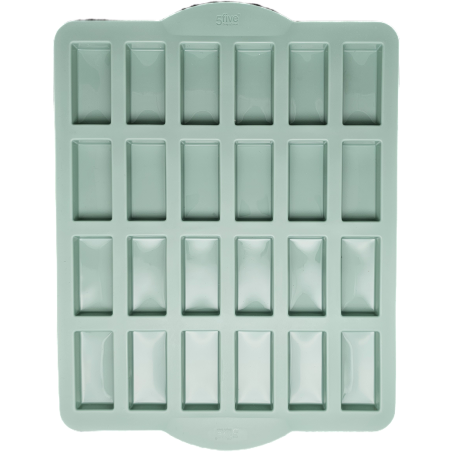 MOULE POUR 24 FINANCIERS 28,1 X 24 X 1,5CM EN SILICONE ROUGE AVEC POIGNÉE