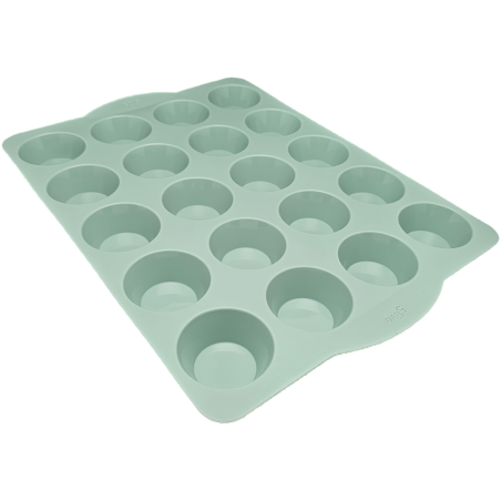 MOULE POUR 20 PETITS FOURS 33,2 x 23,1 x 2,6CM EN SILICONE VERT AVEC POIGNÉE